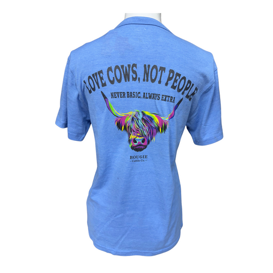 Short Sleeve Blue "Love Cows, Not People" Unisex TShirt