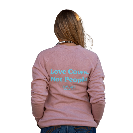 Pink Crewneck "Love Cows Not People" Sweatshirt