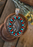 Load image into Gallery viewer, One of a kind  Indian Head Pendant set in Heavy Sterling Silver, Signed by Artist
