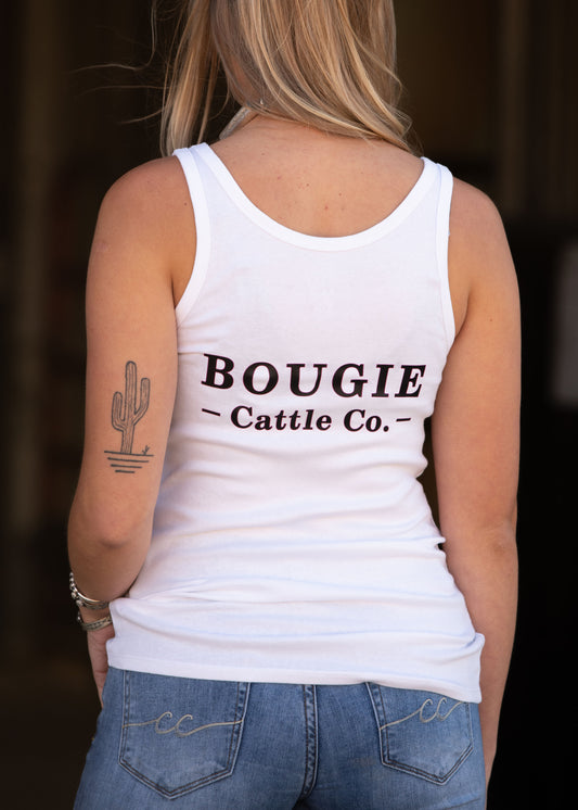 Women's White Tank Top With Bougie Brand