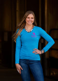 Load image into Gallery viewer, Blue & Hot Pink Long Sleeve "Never Basic Always Extra "
