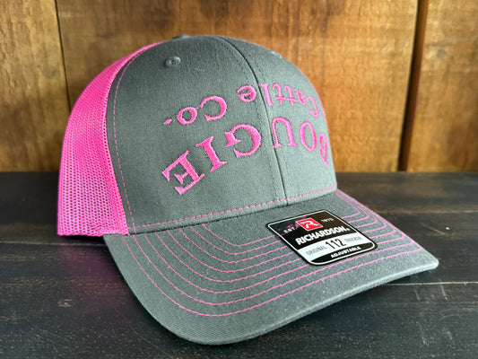 Gray and Pink Hat with Pink "Bougie Cattle Co" Stitching