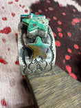 Load image into Gallery viewer, Gorgeous Statement Cuff with 5 Slab Turquoise Stones hand cut in a shape of stars.