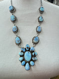 Load image into Gallery viewer, Dry-Creek Turquoise Sterling Silver Lariat Necklace/Earring Set

