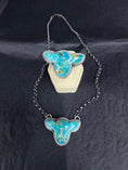Load image into Gallery viewer, Gorgeous Native American artist marked Royston turquoise pendent complete with a sterling silver chain and matching statement ring with hand stamped adjustable back