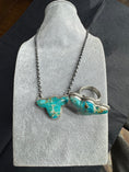 Load image into Gallery viewer, Gorgeous Native American artist marked Royston turquoise pendent complete with a sterling silver chain and matching statement ring with hand stamped adjustable back