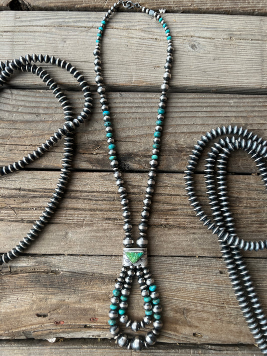Sterling Silver Turquoise Navajo Pearl Necklace