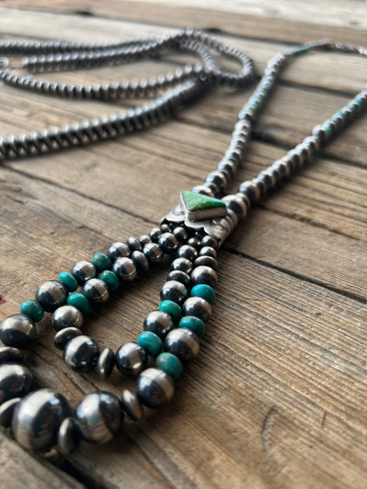 Sterling Silver Turquoise Navajo Pearl Necklace