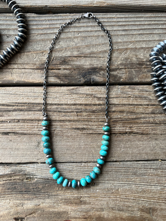 Sterling Silver Turquoise Stackable Necklace