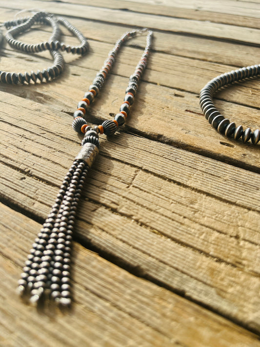 Sterling Silver Spiny Oyster Tassel Necklace