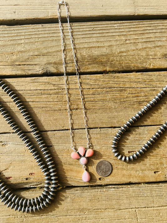 Sterling Silver Pink Cluster Necklace