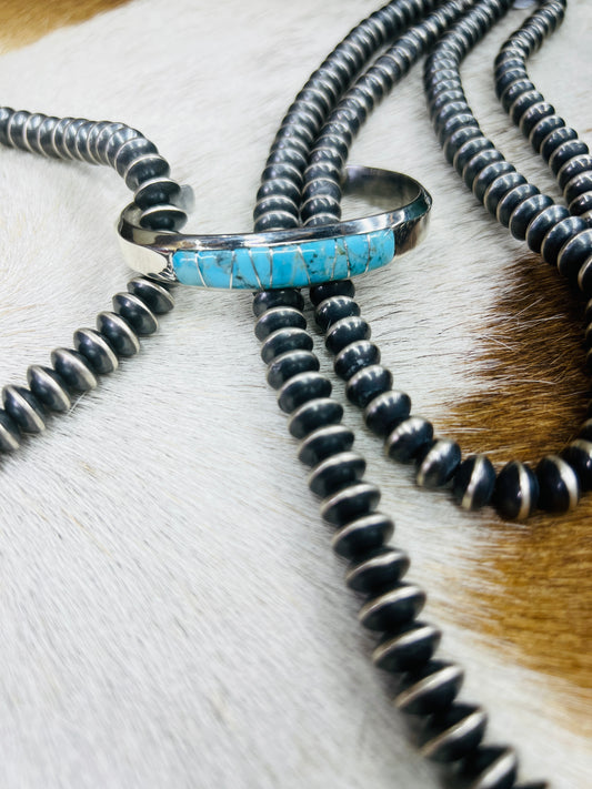 Sterling Silver Turquoise Inlay Cuff