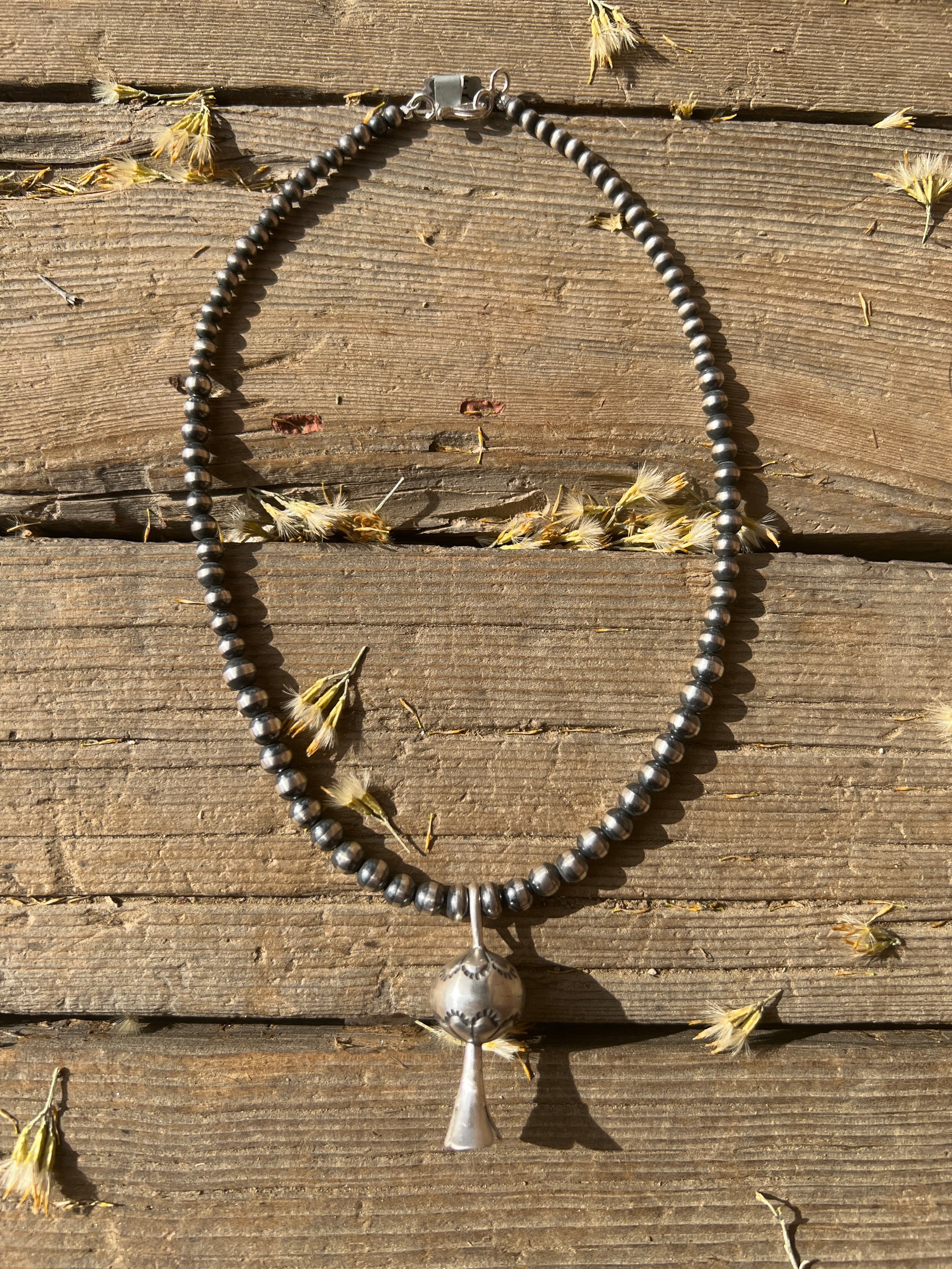 Sterling Silver Pawn Bead Necklace