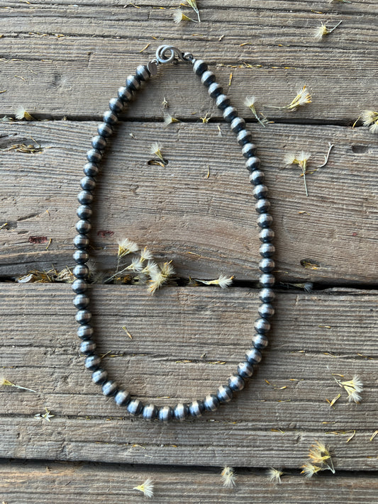 Navajo 10MM Sterling Silver Pearl Necklace