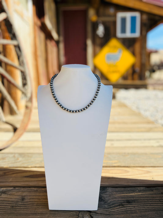 Navajo 8MM Sterling Silver 18Inch Pear Necklace