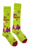 Load image into Gallery viewer, Lucky Chuck Merry Christmas Y'all Lime Green Performance Socks