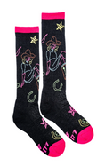 Load image into Gallery viewer, Lucky Chuck Socks Neon Cowgirl Black