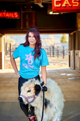 Load image into Gallery viewer, Unisex Turquoise Short Sleeve Cotten T-Shirt W/ Bougie Cattle Brand
