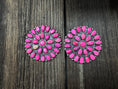 Load image into Gallery viewer, Native American Pink Opal Cluster Sterling Silver Earrings - Artist Stamped
