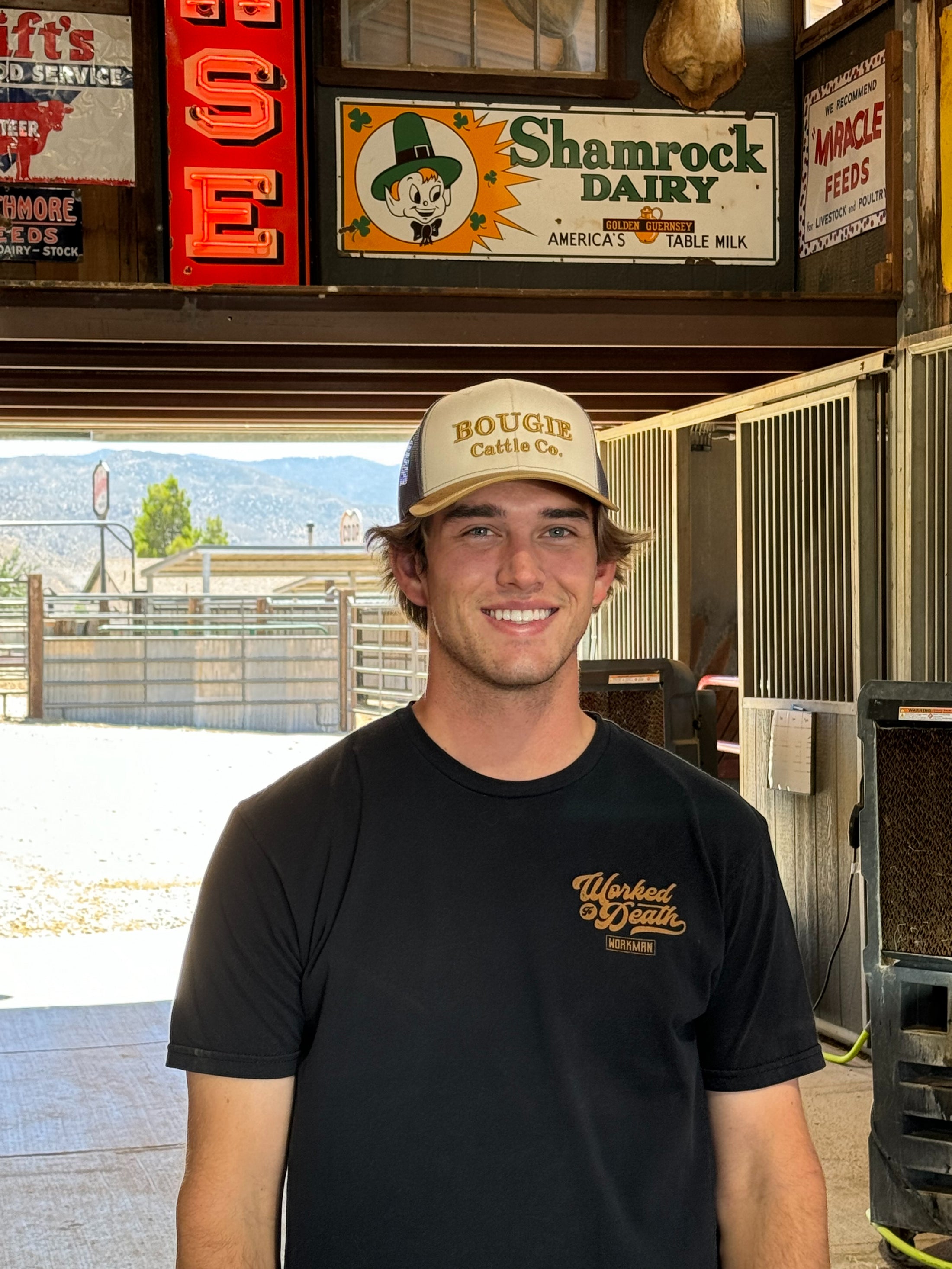 Tri Color Thick Stitched Bougie Cattle Co Baseball Cap