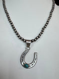 Load image into Gallery viewer, Native American sterling silver  Handmade Horseshoe Pendent with Stone - Artist Signed
