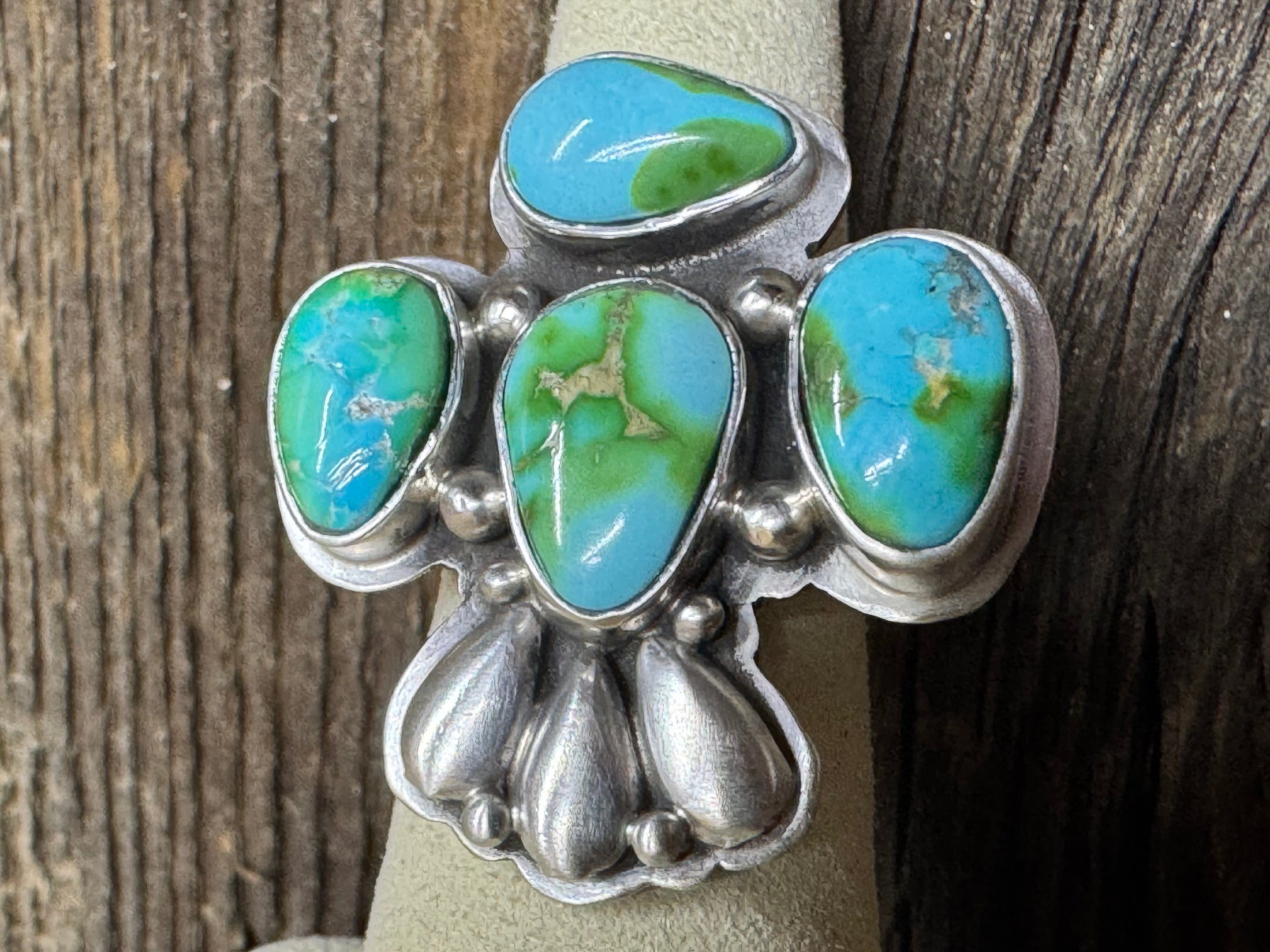 Handmade Native American Turquoise Sterling Silver Ring - Artist Stamped