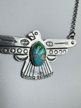 Load image into Gallery viewer, Russell Sam Handmade Native American Sterling Silver Thunderbird with Turquoise - Artist Stamped
