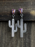 Load image into Gallery viewer, Native American Handmade Sterling Silver Cactus Earring with Purple/Orange Spiny Oyster
