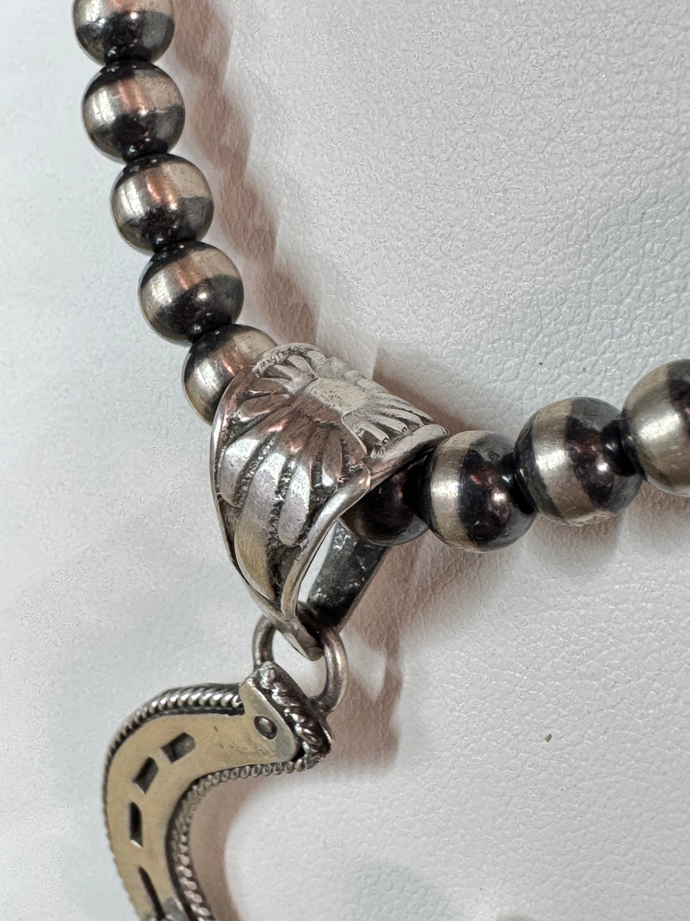 Native American sterling silver  Handmade Horseshoe Pendent with Stone - Artist Signed