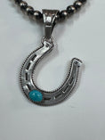 Load image into Gallery viewer, Native American sterling silver  Handmade Horseshoe Pendent with Stone - Artist Signed
