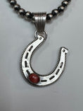 Load image into Gallery viewer, Native American sterling silver  Handmade Horseshoe Pendent with Stone - Artist Signed
