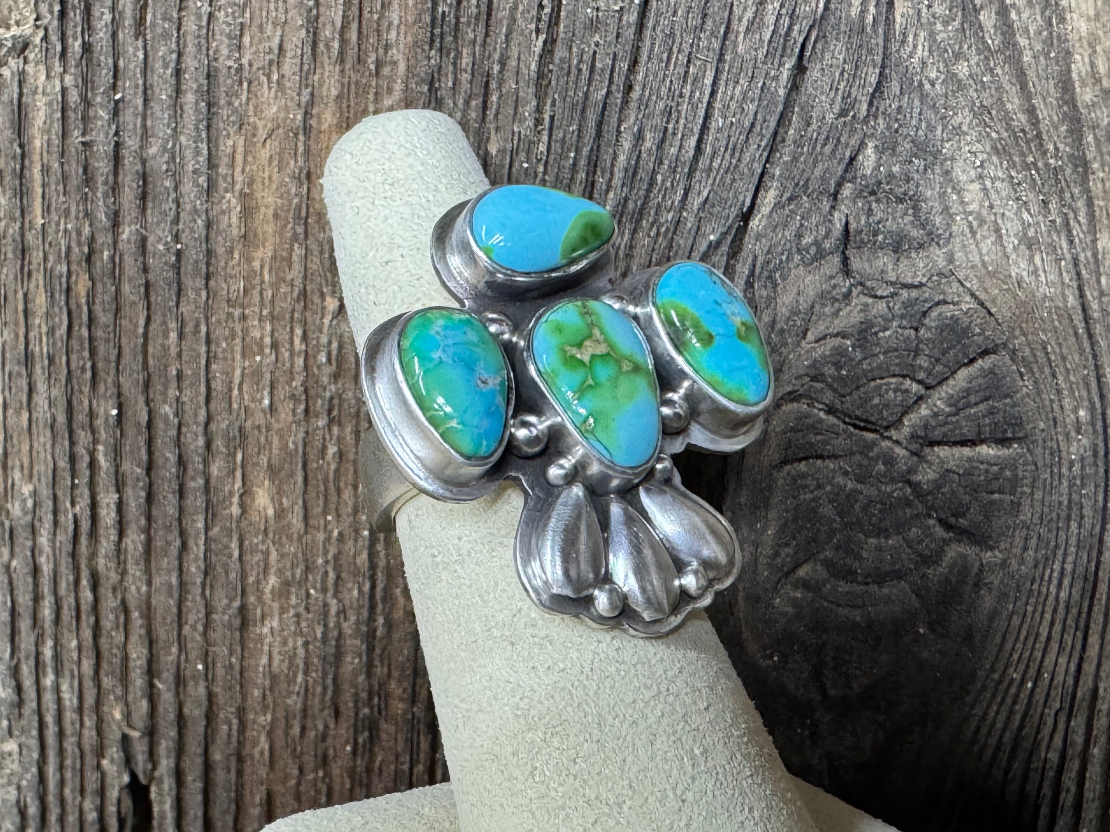 Handmade Native American Turquoise Sterling Silver Ring - Artist Stamped
