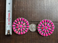 Load image into Gallery viewer, Native American Pink Opal Cluster Sterling Silver Earrings - Artist Stamped
