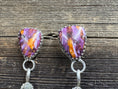 Load image into Gallery viewer, Native American Handmade Sterling Silver Cactus Earring with Purple/Orange Spiny Oyster
