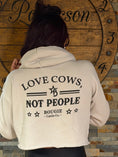 Load image into Gallery viewer, 🐮 Bougie “Love Cows, Not People” Crop Hoodie
