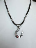 Load image into Gallery viewer, Native American sterling silver  Handmade Horseshoe Pendent with Stone - Artist Signed
