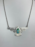 Load image into Gallery viewer, Russell Sam Handmade Native American Sterling Silver Thunderbird with Turquoise - Artist Stamped
