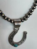 Load image into Gallery viewer, Native American sterling silver  Handmade Horseshoe Pendent with Stone - Artist Signed

