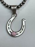 Load image into Gallery viewer, Native American sterling silver  Handmade Horseshoe Pendent with Stone - Artist Signed
