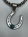 Load image into Gallery viewer, Native American sterling silver  Handmade Horseshoe Pendent with Stone - Artist Signed
