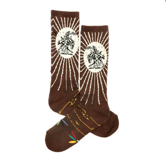 FRINGE BUCKING BROWN PERFORMANCE SOCKS