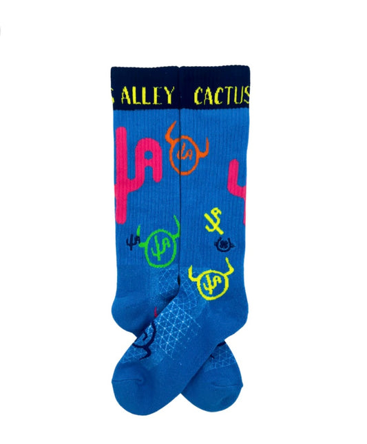 CACTUS ALLEY-MOO CACTUS BLUE PERFORMANCE SOCKS