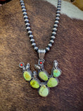 Load image into Gallery viewer, Sterling Silver Turquoise Cactus Pendent with Sterling Silver Beaded Necklace
