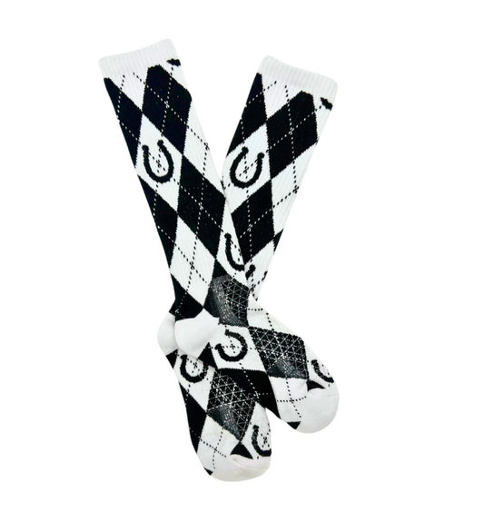 LUCKY ARGYLE BLK/WHITE PERFORMANCE SOCKS
