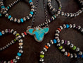 Load image into Gallery viewer, Native American Turquoise Cow Head Sterling Silver Necklace - Artist Stamped
