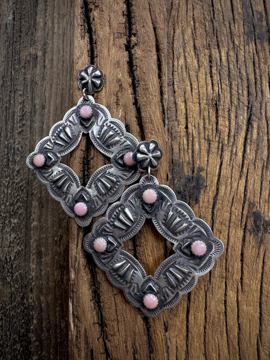 Sterling Silver Pink Conch Dangle Earrings