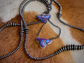 Load image into Gallery viewer, Native American Mojave Turquoise Cow Head Sterling Silver Necklace with Matching Ring
