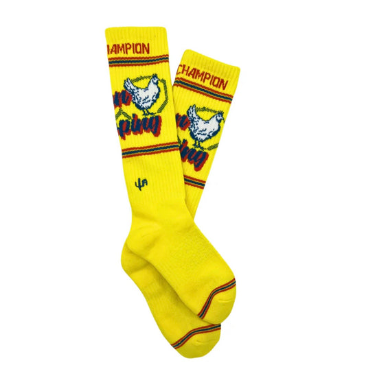 CACTUS ALLEY-CHICKEN ROPING YELLOW PERFORMANCE SOCKS