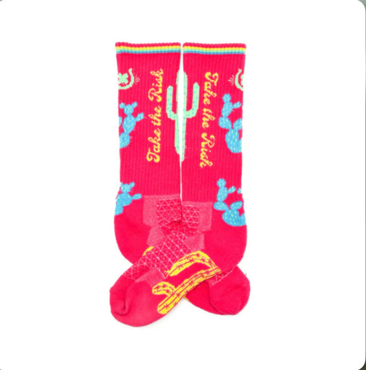 TAKE THE RISK HOT PINK PERFORMANCE SOCKS
