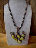 Load image into Gallery viewer, Sterling Silver Turquoise Cactus Pendent with Sterling Silver Beaded Necklace
